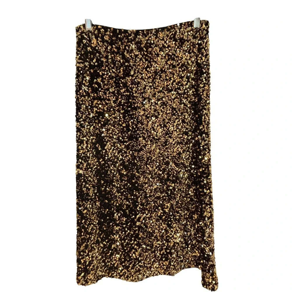 NWT Banana Republic 2PC GOLD Women‎ Sequin Skirt & Top Size S - Picture 4 of 9
